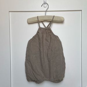 Belle Enfant tan linen tie back romper 3-6 months